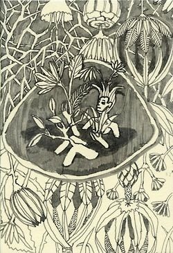 Marlene Steyn. she became garden, 2014; Marker on 85 gr Palatina Fabriano, 10 x 14 cm.