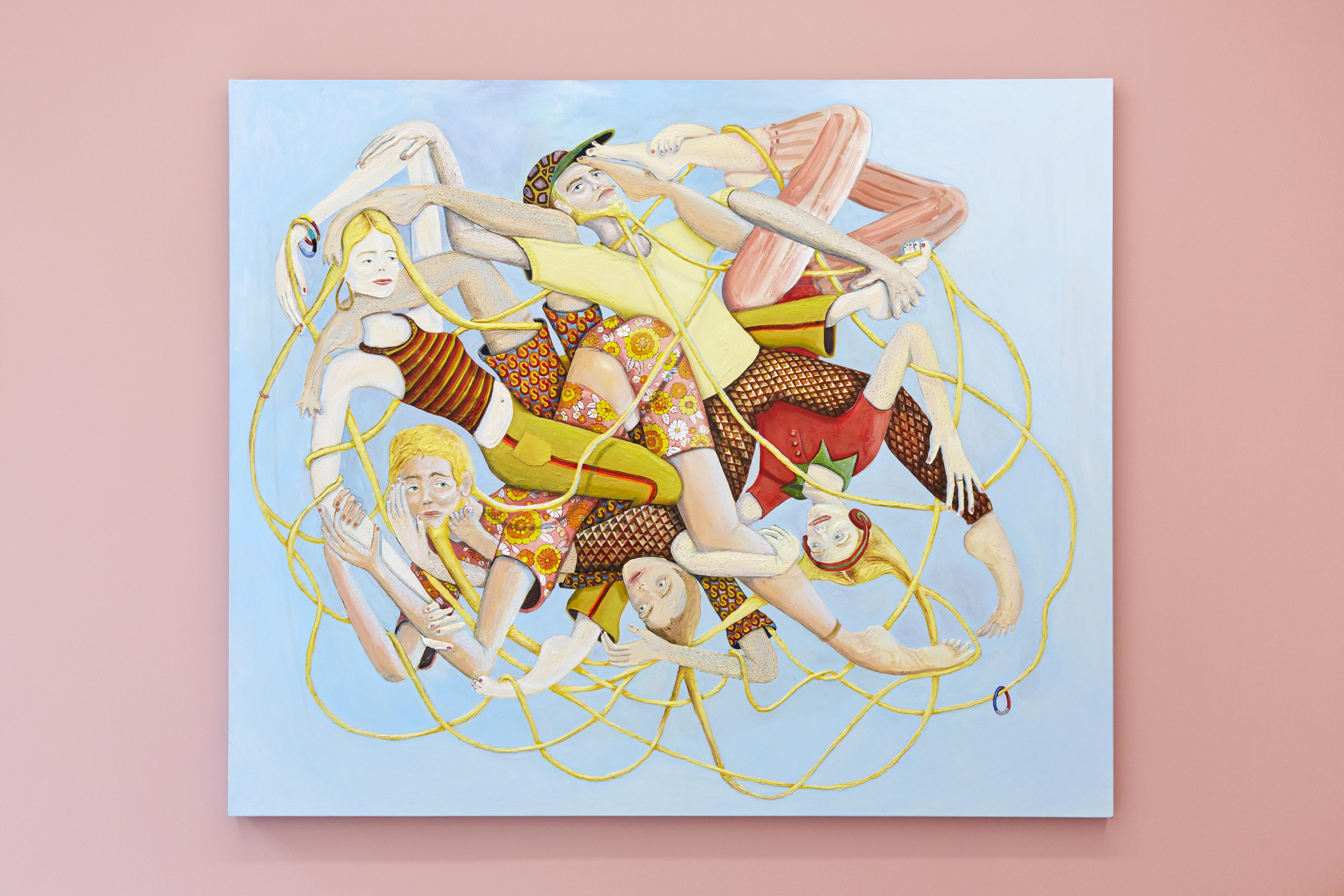 3h Marlene Steyn, The Stirring of Spaghetti, Oil & Mixed Media on Canvas, 150 x 180 x 4 cm, 2019
